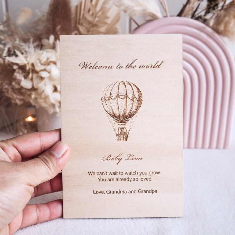Personalised Wooden Welcome to the World Baby Card