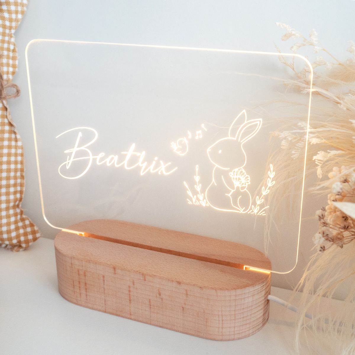 Personalised Easter LED Night Light - Bunny With Bird