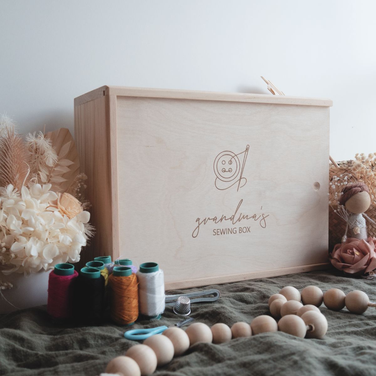 Personalised Wooden Sewing Box