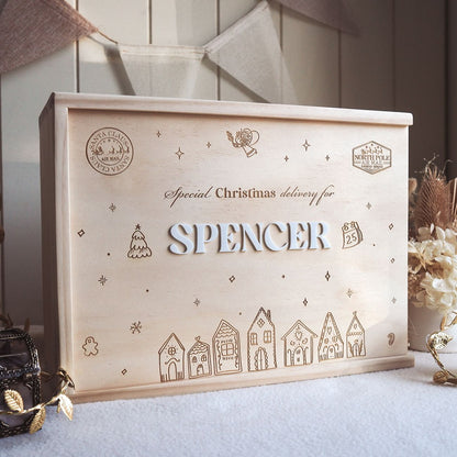 Personalised Christmas Keepsake Box – Holiday Village Design