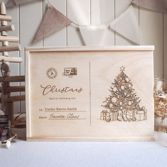 Personalised Christmas Keepsake Box – Postcard Tree Design