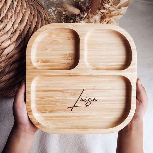 Personalised Bamboo Suction Plate