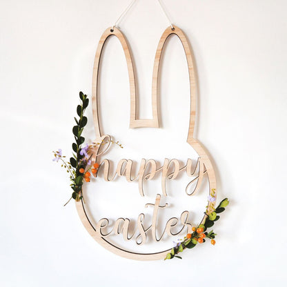 Happy Easter Wall Hanging Sign - Bunny Shape