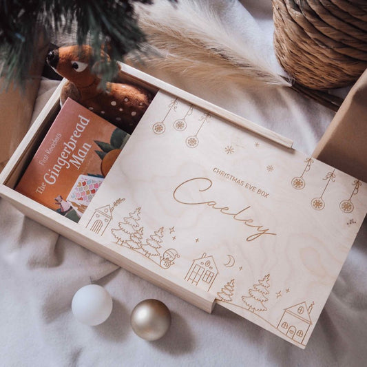 Personalised Wooden Christmas Keepsake Box - Christmas Village