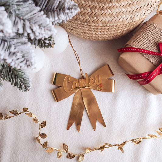 Christmas Large Metal Bow Hanging Ornament