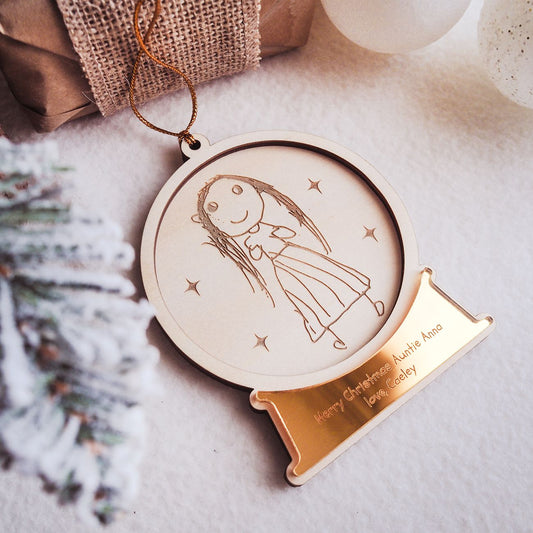 Custom Wooden Snowglobe – Child Artwork Keepsake