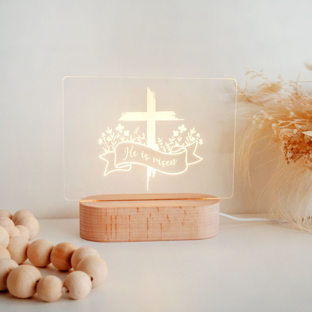Easter Cross LED Night Light - He Is Risen
