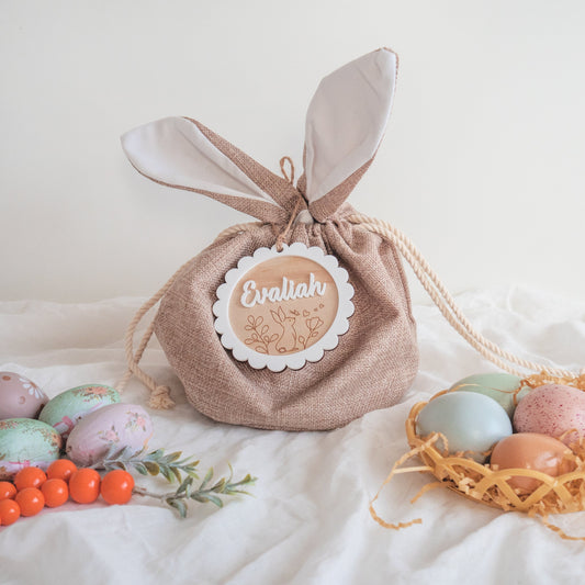 Burlap Easter Treat Pouch Bag