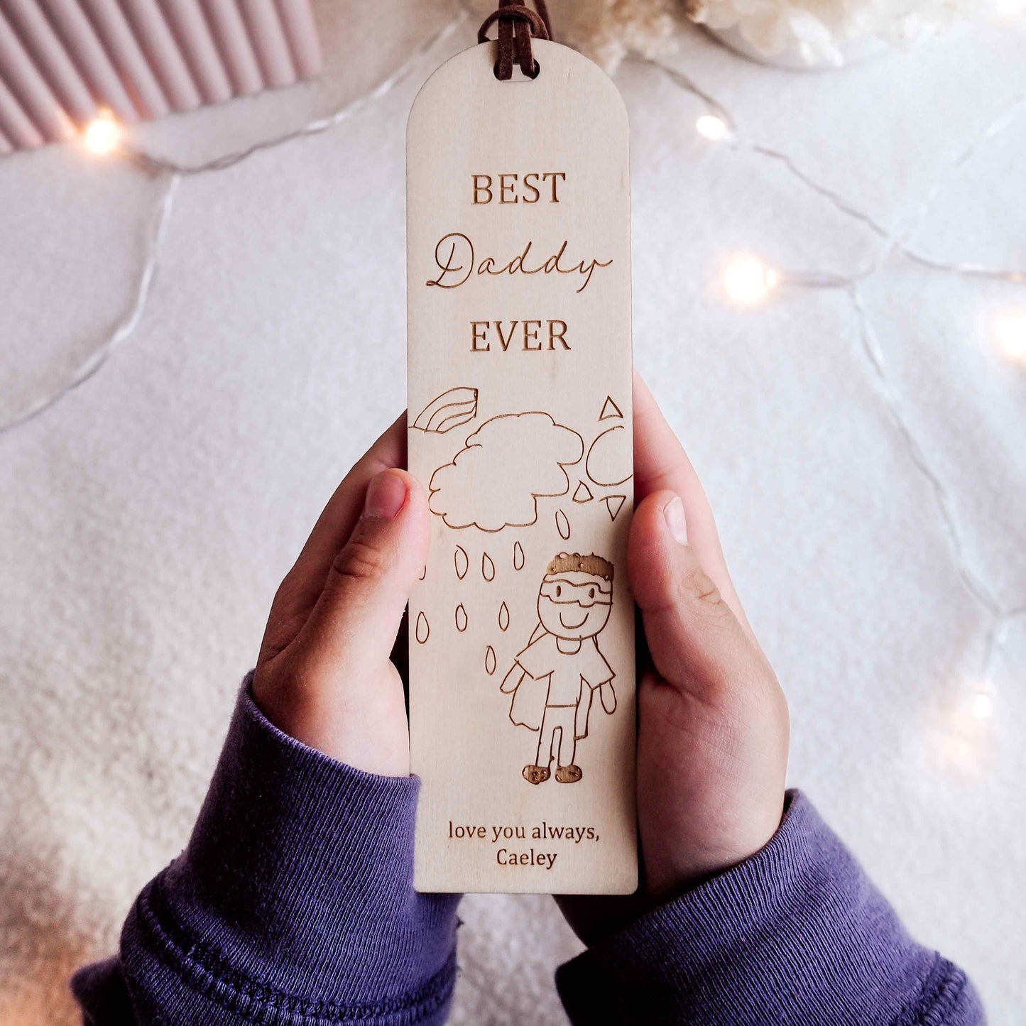 Personalised Timber Bookmark - kids' drawing