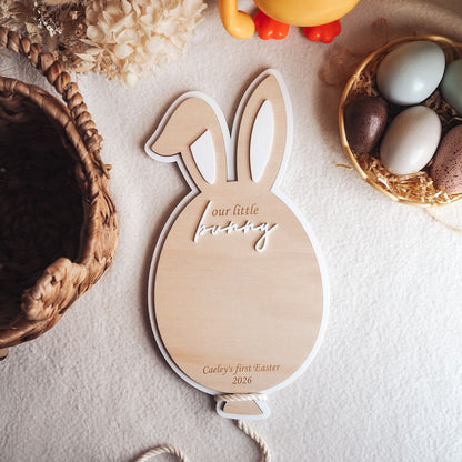 Personalised First Easter Handprint Plaque - Bunny Balloon Keepsake