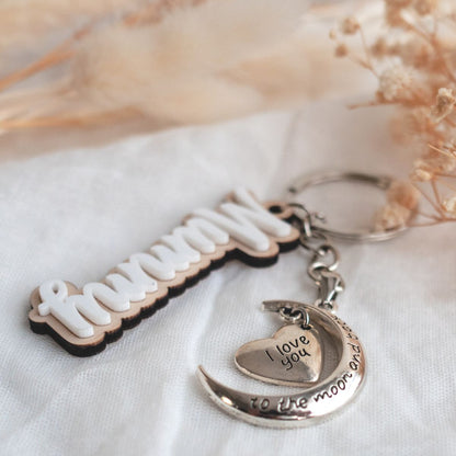 I love you to the moon and back keychain