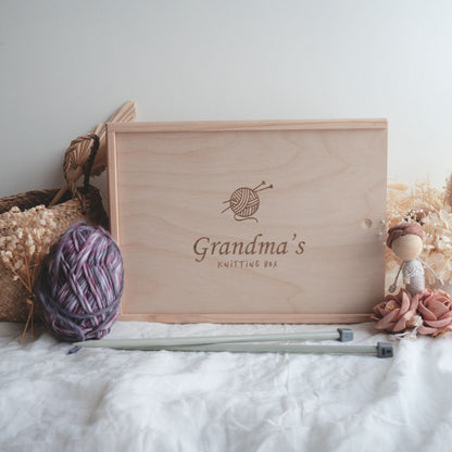 Personalised Wooden Knitting Box