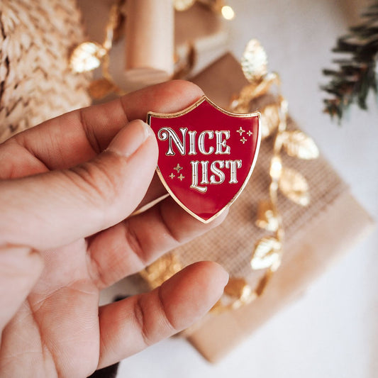 Nice List Enamel Pin – Christmas Badge for Children & Stocking Fillers