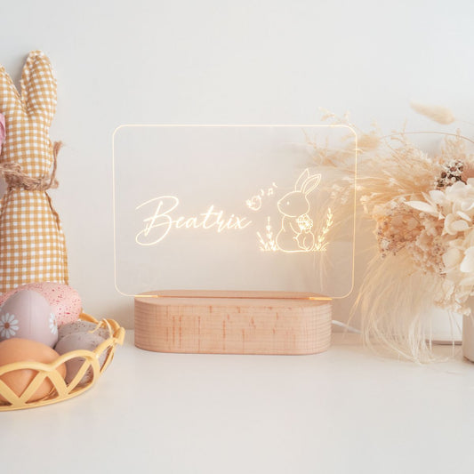 Personalised Easter LED Night Light - Bunny With Bird