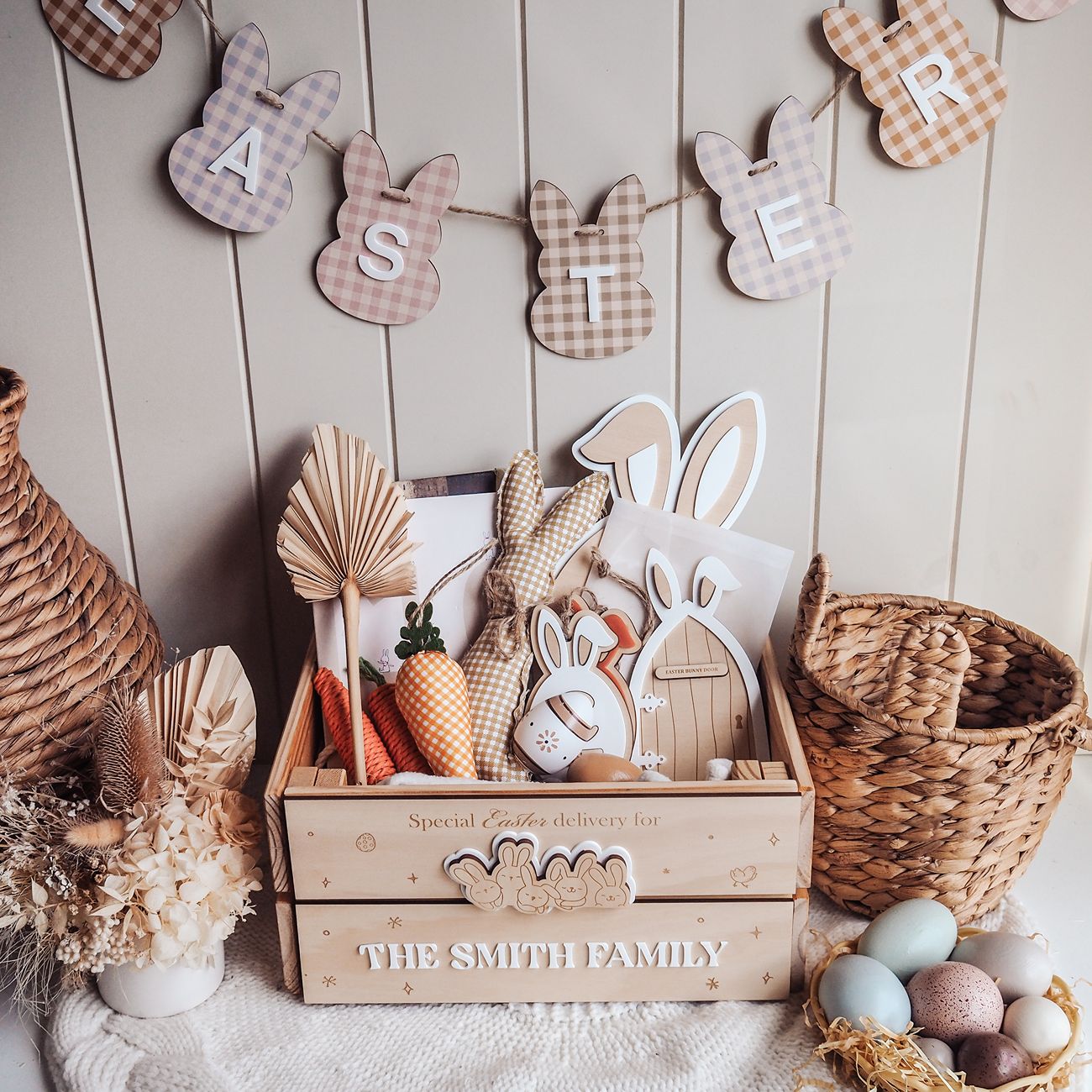 Personalised Easter Crate for Kids - Little Bunnies 3 Panels