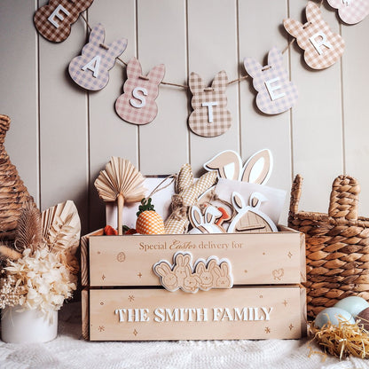 Personalised Easter Crate for Kids - Little Bunnies 3 Panels