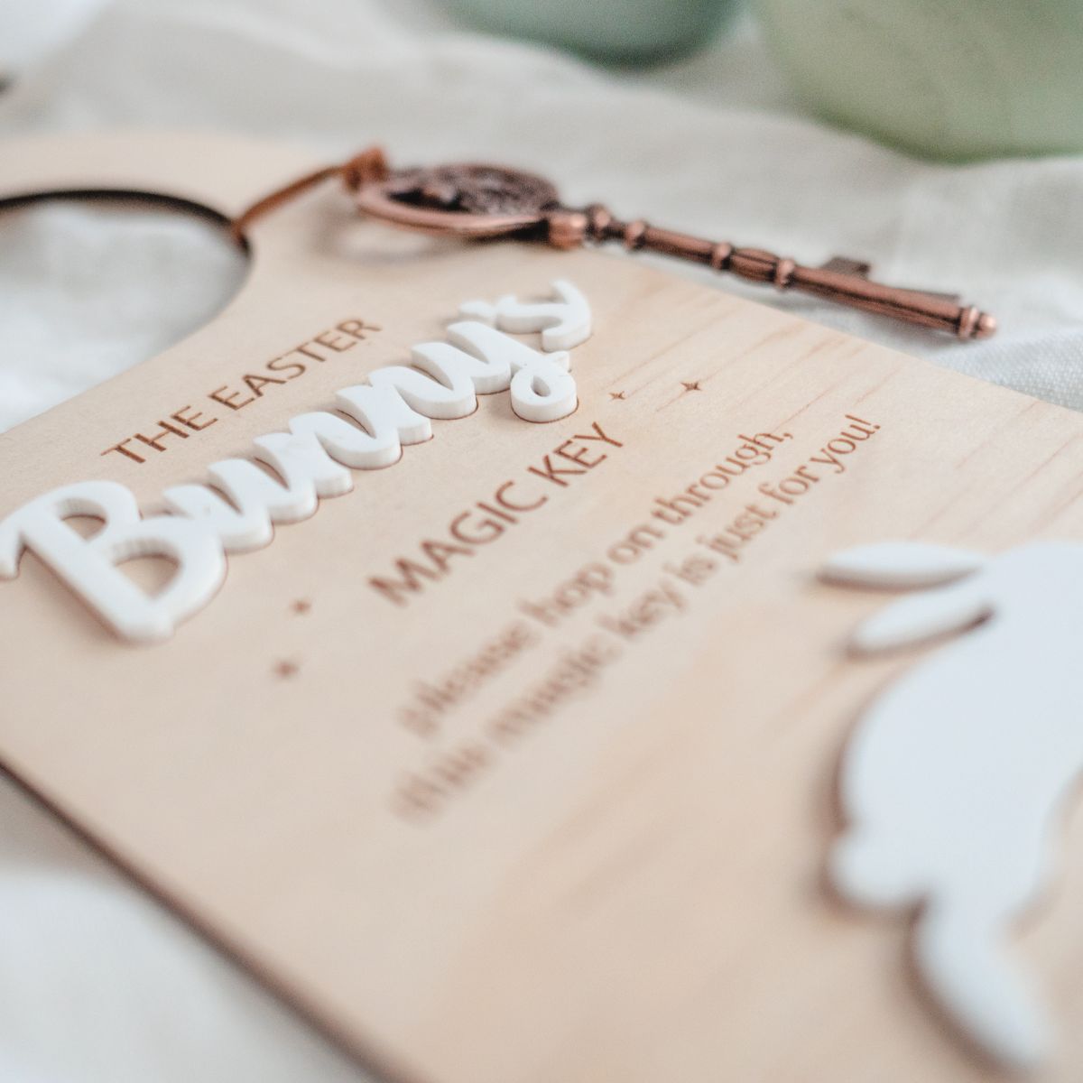 Personalised Easter Bunny Magic Key - Door Hanger