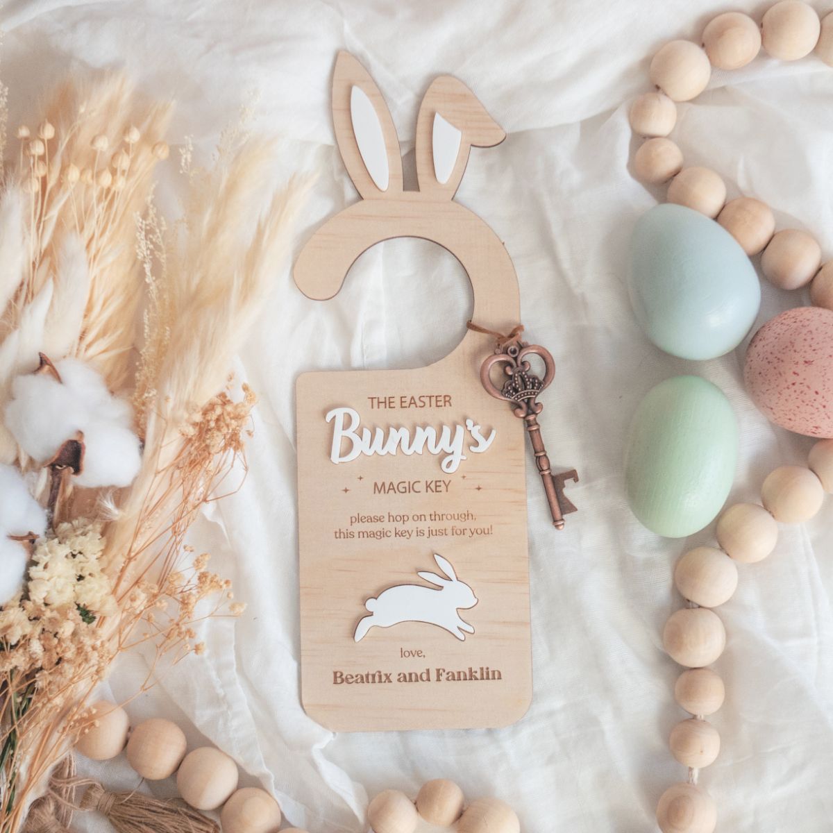 Personalised Easter Bunny Magic Key - Door Hanger