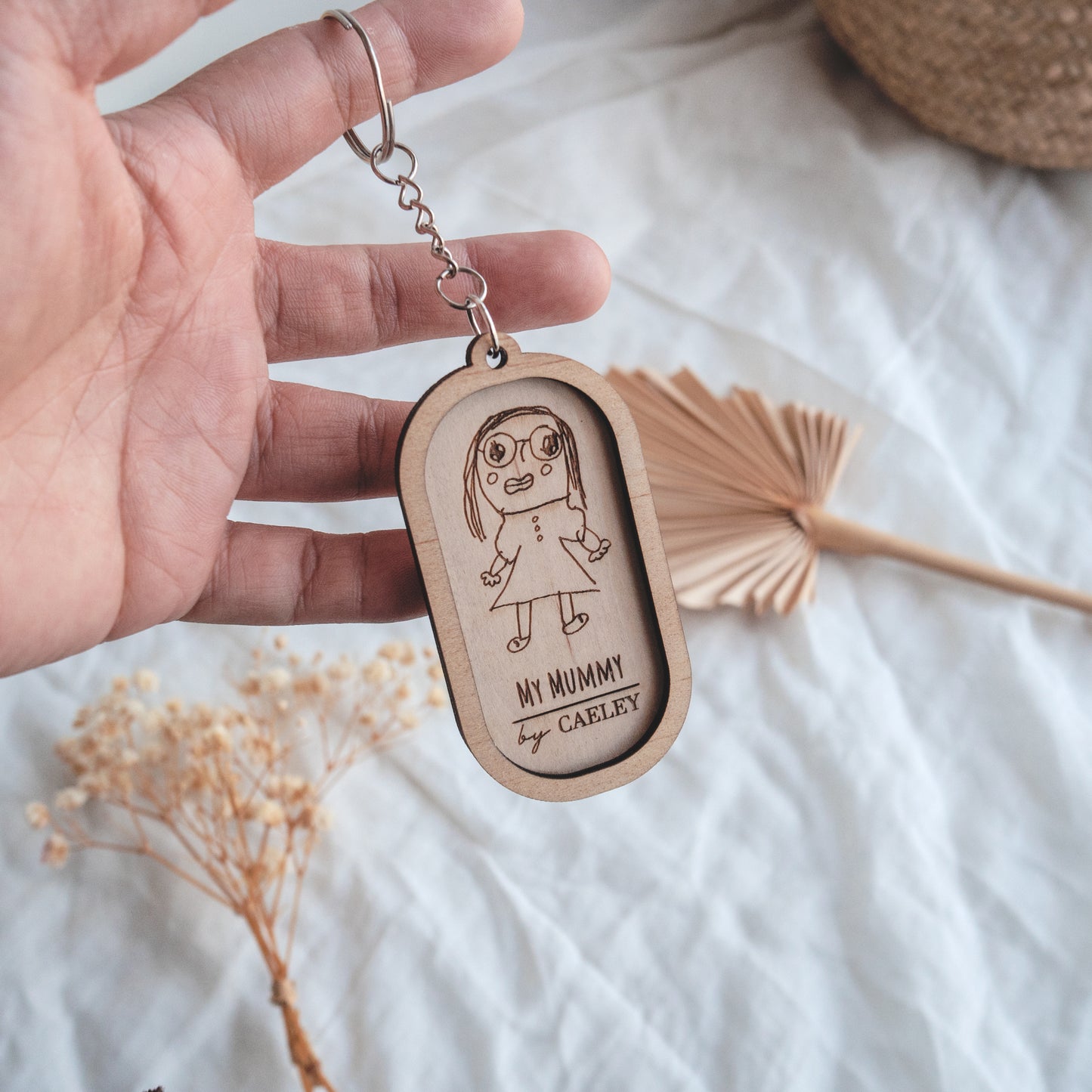 Keyring With Child's Drawing For Mother's Day