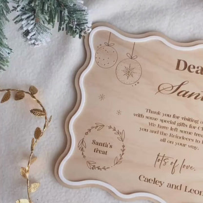 Christmas Santa Treat Board Tray - Wavy Design