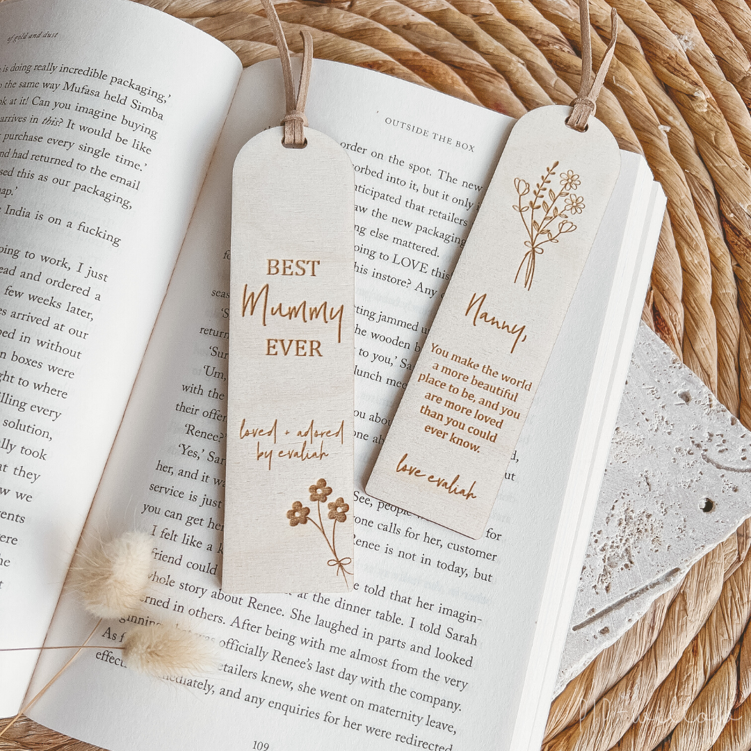 Personalised Arched Timber Bookmark - HERS