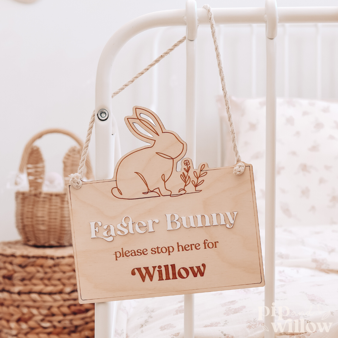 Personalised Easter Bunny Stop Here Sign