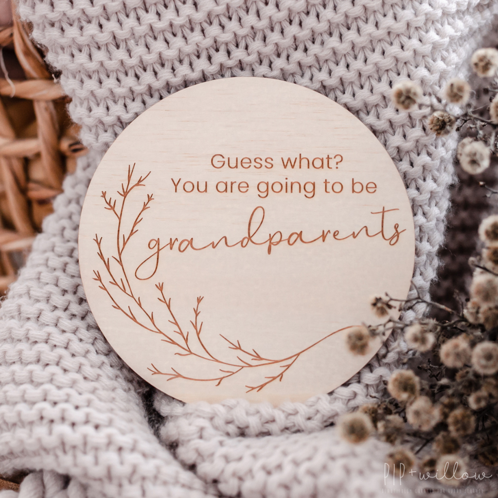'You are going to be Grandparents' - Wooden Milestone Announcement Disc