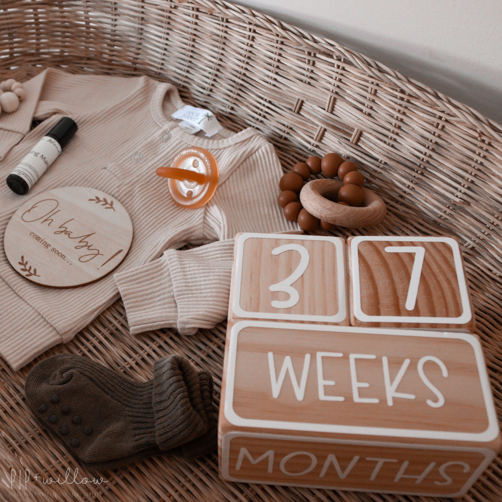Wooden Milestone Block Set - Baby + Pregnancy